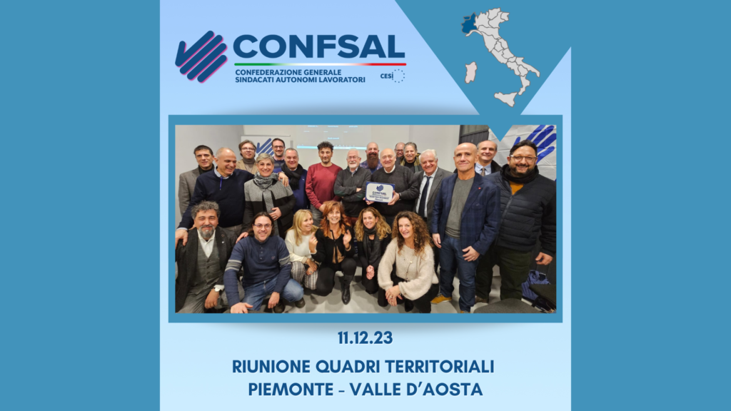 La CONFSAL sul territorio: 10° tappa - incontro con i quadri territoriali Piemonte e Valle d’Aosta